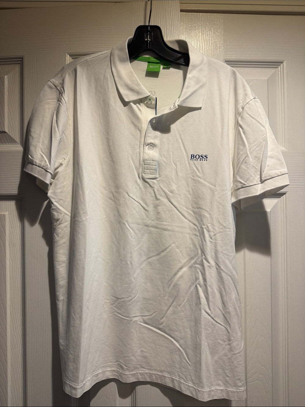 BOSS White Polo with Navy Logo